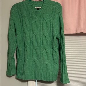 American Eagle Outfitters Green Cable Knit Sweater